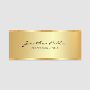 Custom Modern Elegant Calligraphy Script Gold Name Tag