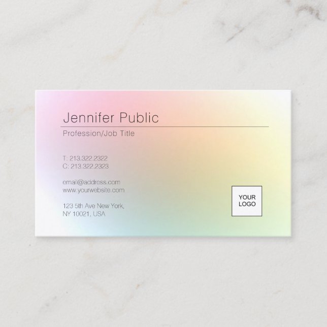 Custom Modern Elegant Colourful Template Logo Business Card (Front)