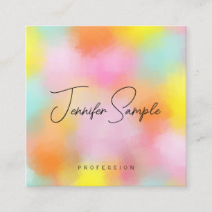 Custom Modern Elegant Colours Typography Template Square Business Card