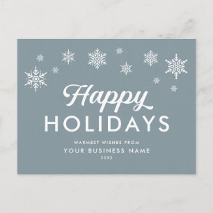 Custom Modern Elegant Corporate Logo Coastal Blue Holiday Postcard
