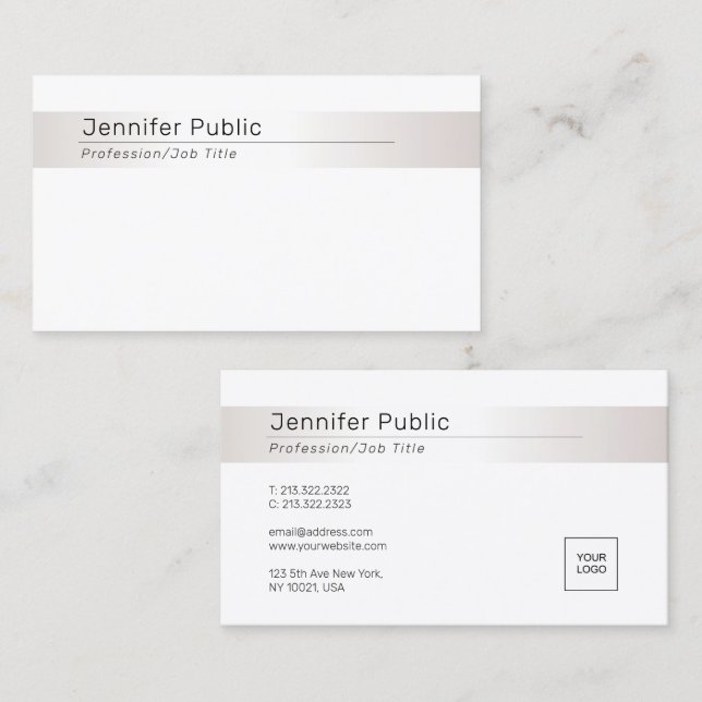 Custom Modern Elegant Glamourous Silver Template Business Card (Front/Back)