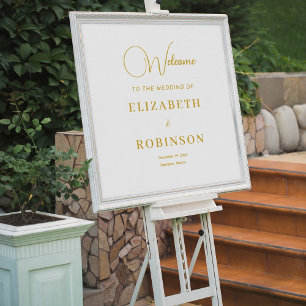 Custom Modern Elegant Gold Script Wedding Welcome Acrylic Sign