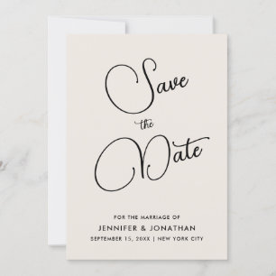 Custom Modern Elegant Handwritten Simple Cream Save The Date
