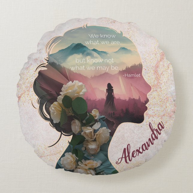 Custom Modern Elegant Keepsake Inspirational Quote Round Cushion (Front)