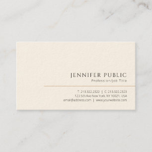 Custom Modern Elegant Luxe Signature Cream Business Card