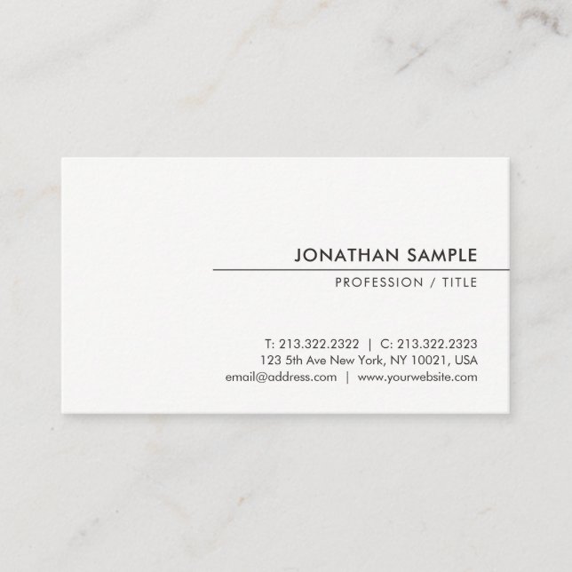 Custom Modern Elegant Minimalist Design Template Business Card (Front)