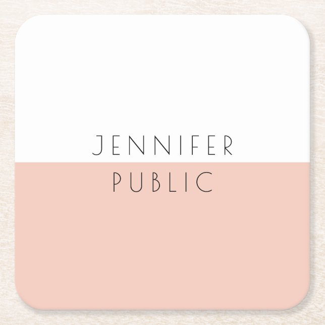 Custom Modern Elegant Minimalist Simple Template Square Paper Coaster (Front)