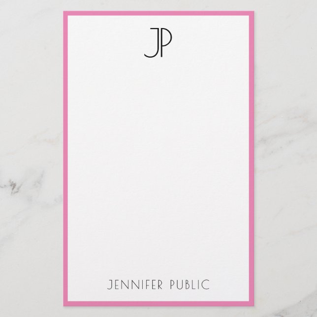 Custom Modern Elegant Monogram Simple Template Stationery (Front)