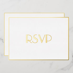 Custom Modern Elegant Party RSVP White Faux Gold