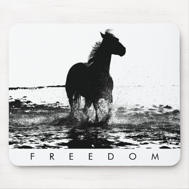 Custom Modern Elegant Pop Art Running Horse Mouse Mat (Front)