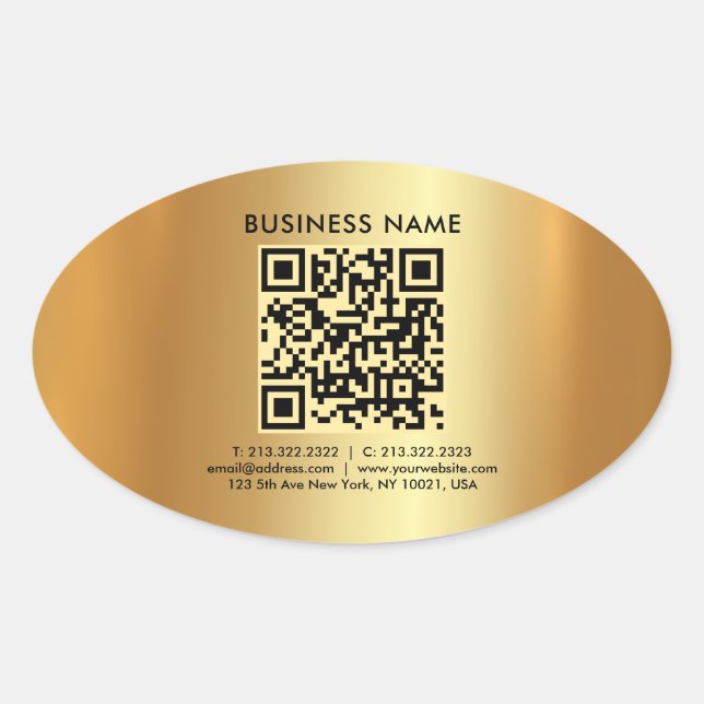Custom Modern Elegant Professional Template Gold Oval Sticker (Front)