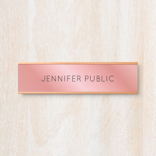 Custom Modern Elegant Rosegold Template Door Sign (Front)