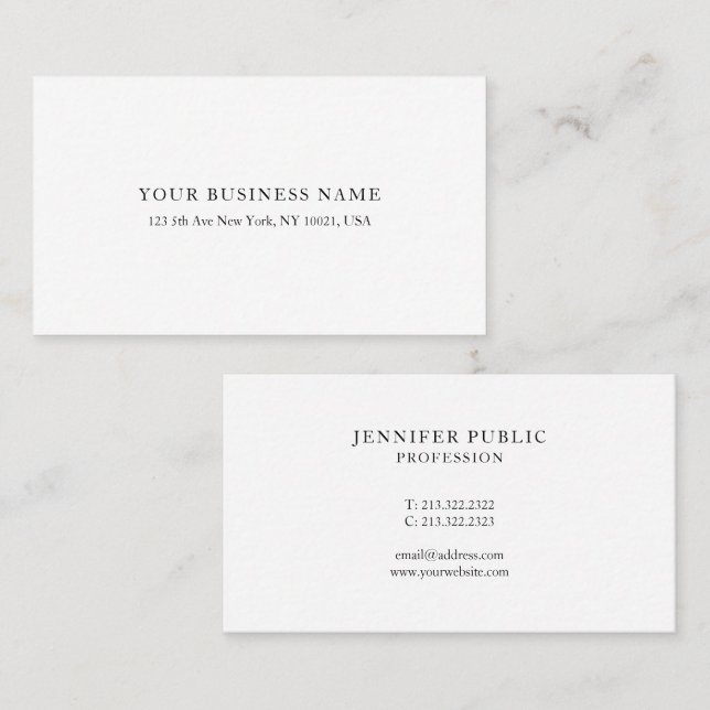 Custom Modern Elegant Simple Design Template Business Card (Front/Back)