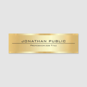 Custom Modern Elegant Simple Template Faux Gold Name Tag