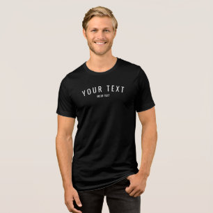 Custom Modern Elegant Simple Template Mens Black Tri-Blend Shirt