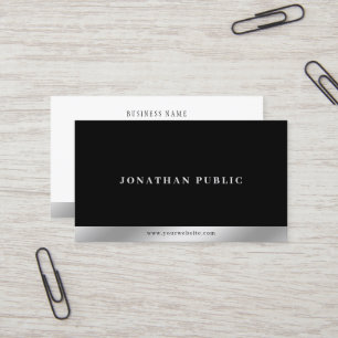 Custom Modern Elegant Template Black White Silver Business Card