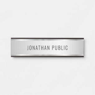 Custom Modern Elegant Template Luxe Faux Silver Door Sign