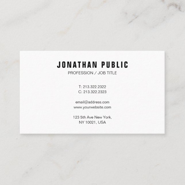 Custom Modern Elegant Template Minimalist Business Card (Front)