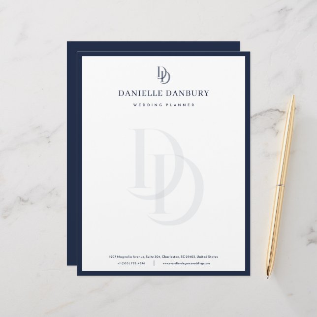 Custom Modern Elegant Wedding Planner  Custom Letterhead (Front/Back In Situ)