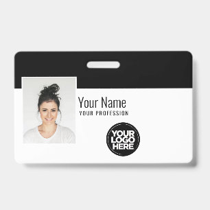 Custom Modern Employee Photo, Bar Code, Logo, Name ID Badge