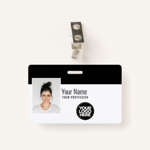 Custom Modern Employee Photo, Bar Code, Logo, Name ID Badge