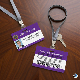 Custom Modern Employee With Photo, Barcode, Logo ID Badge
