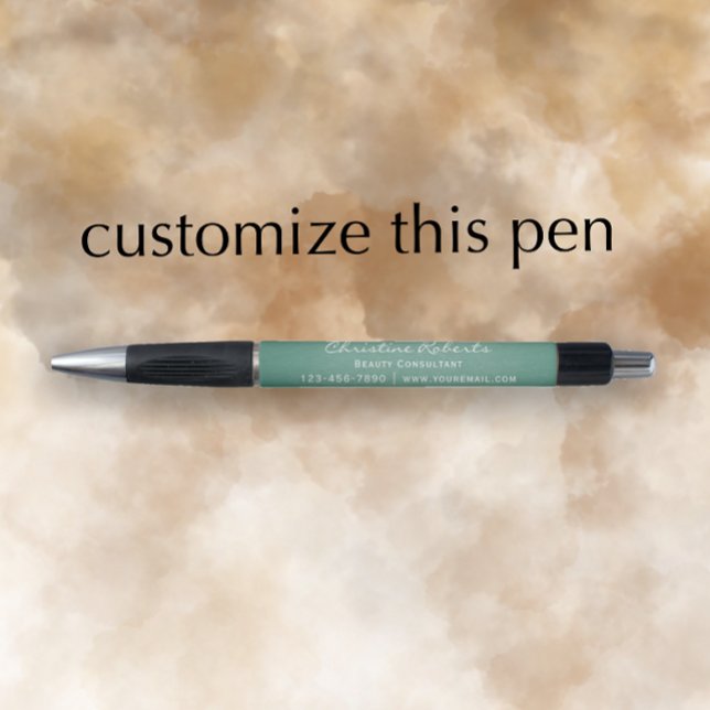 Custom Modern Eucalyptus Business Promotional  (Create a stylish promotional pen with my elegant, modern eucalyptus green pen template.
)