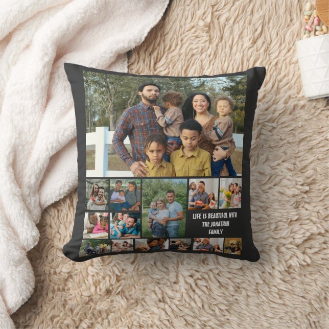 Custom Modern Family 14 Photo Collage Template Cushion (Blanket)