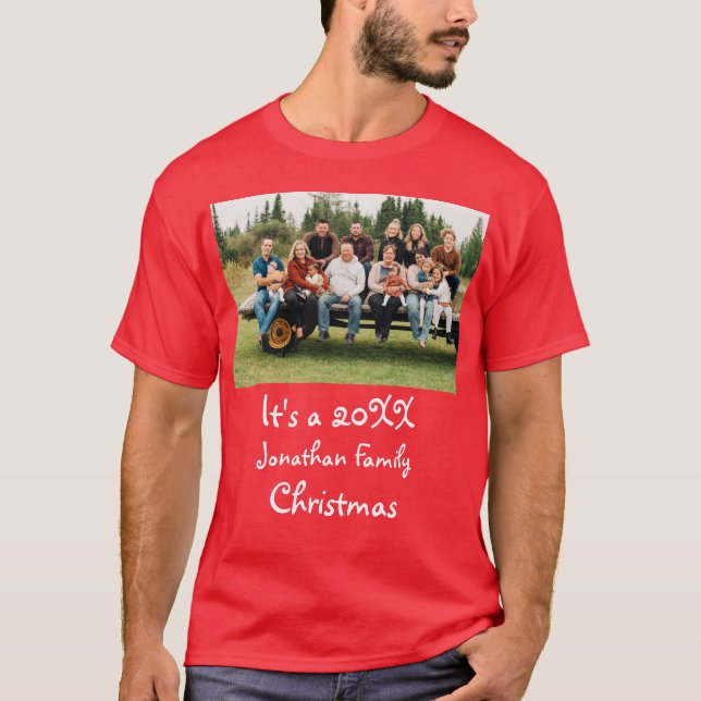 Custom Modern Family Christmas photo T-Shirt (Front)