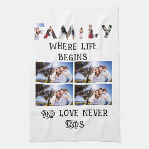 Custom Modern Family Love 10 Photo Collage Tea Towel