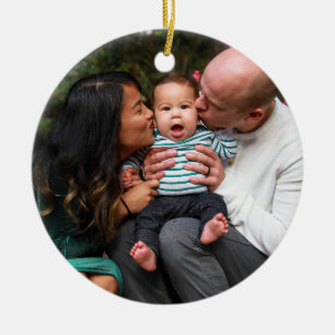 Custom Modern Family Photo Christmas Holiday Ceramic Tree Decoration
