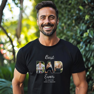 Custom Modern Fathers Day Best Dad Ever Photo T-Shirt