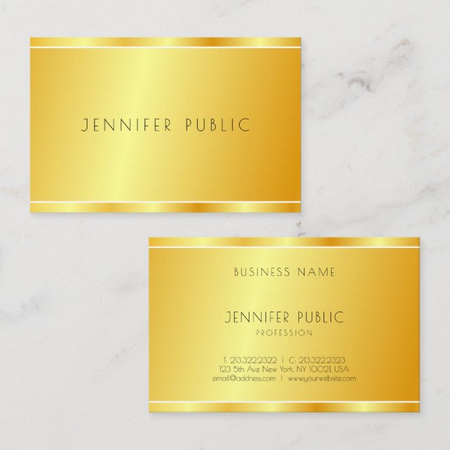 Custom Modern Faux Gold Professional Elegant Business Card (Front/Back)