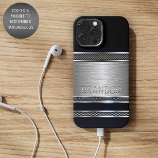 Custom Modern Faux Shiny Metal Stripes Pattern iPhone 13 Pro Max Case