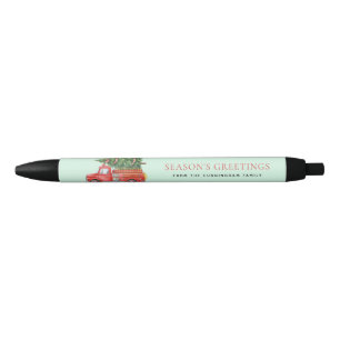 Custom Modern Firefighter Christmas Fire Truck Black Ink Pen