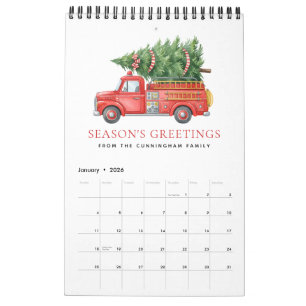 Custom Modern Firefighter Christmas Fire Truck Calendar