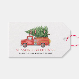 Custom Modern Firefighter Christmas Fire Truck Gift Tags