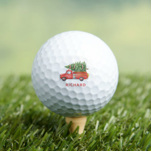 Custom Modern Firefighter Christmas Fire Truck  Golf Balls