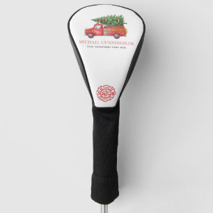 Custom Modern Firefighter Christmas Fire Truck Golf Head Cover