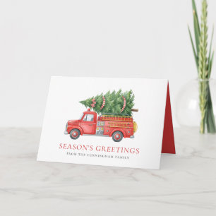 Custom Modern Firefighter Christmas Fire Truck Holiday Card