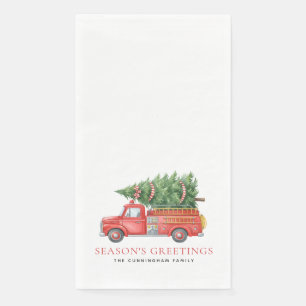 Custom Modern Firefighter Christmas Fire Truck  Napkin