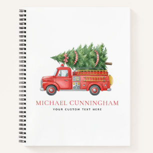 Custom Modern Firefighter Christmas Fire Truck  Notebook