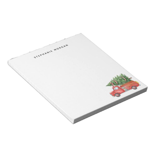 Custom Modern Firefighter Christmas Fire Truck  Notepad (Angled)