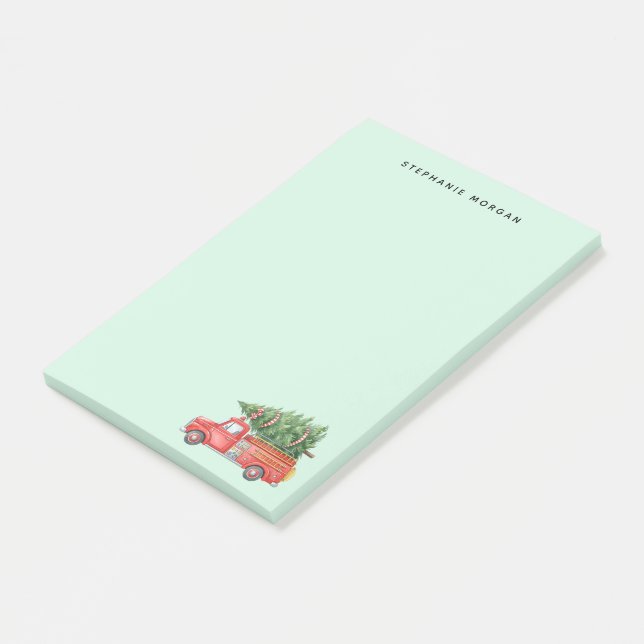 Custom Modern Firefighter Christmas Fire Truck  Post-it Notes (Angled)