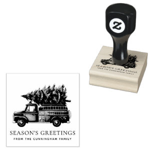 Custom Modern Firefighter Christmas Fire Truck  Rubber Stamp