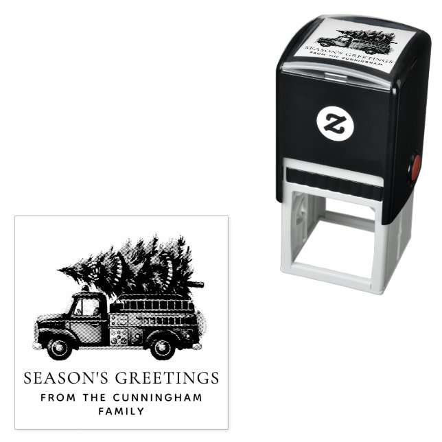 Custom Modern Firefighter Christmas Fire Truck  Self-inking Stamp (In Situ)