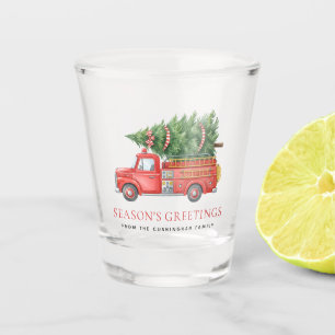Custom Modern Firefighter Christmas Fire Truck Shot Glass