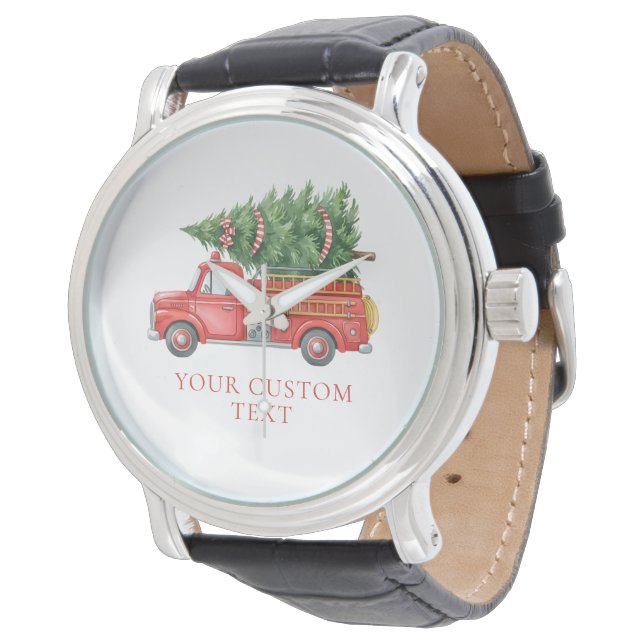 Custom Modern Firefighter Christmas Fire Truck  Watch (Angled)