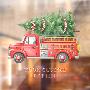 Custom Modern Firefighter Christmas Fire Truck Window Cling
