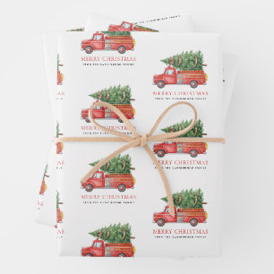 Custom Modern Firefighter Christmas Fire Truck Wrapping Paper Sheet